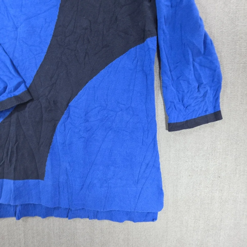 Christopher & Banks Sweater Women Small Blue Colorblock 3/4 Sleeve Cotton
